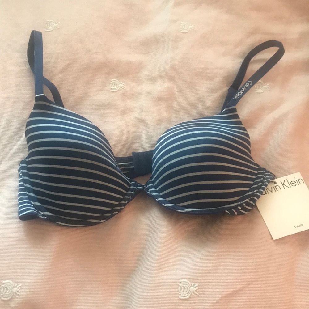 NWT Calvin Klein Navy/White Stripe T-Shirt Bra